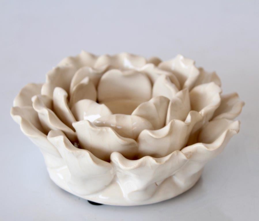 Off White Petal Candle Holder